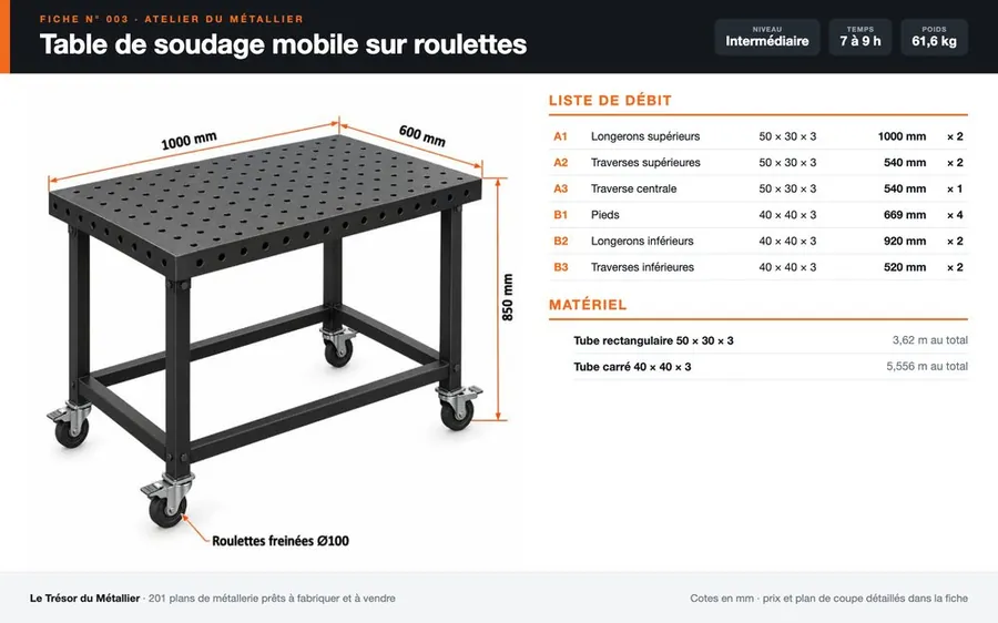 Table de soudage mobile